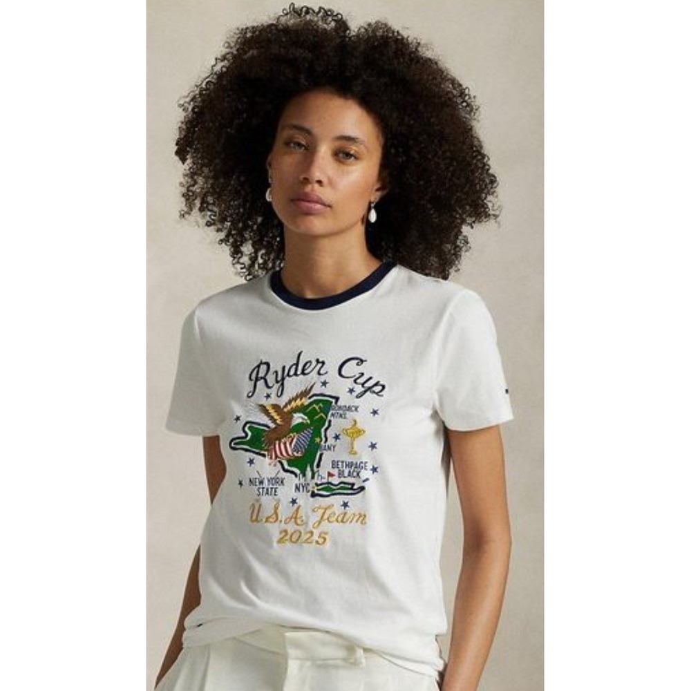 RLX Ralph Lauren Womens 2025 Ryder Cup Graphic Jersey Ringer Tee Shirt Golf M